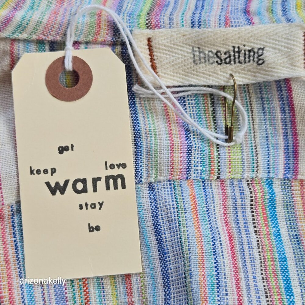 The Salting Linen Hoodie Coverup Tunic Size 000 Colorful Stripe Unisex - Picture 4 of 13